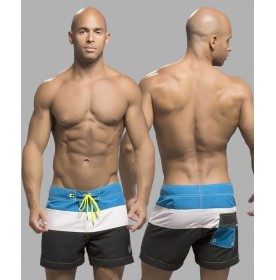 Surfcomber Swim Shorts, Black/White/Electric Blue