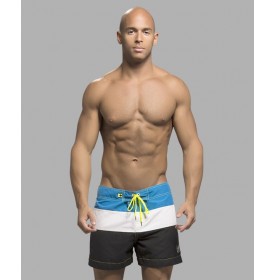 Surfcomber Swim Shorts, Black/White/Electric Blue